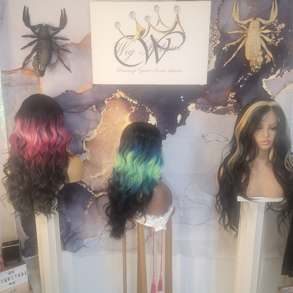 24" electric blast green and yellow lace front - Picture 6 of 8